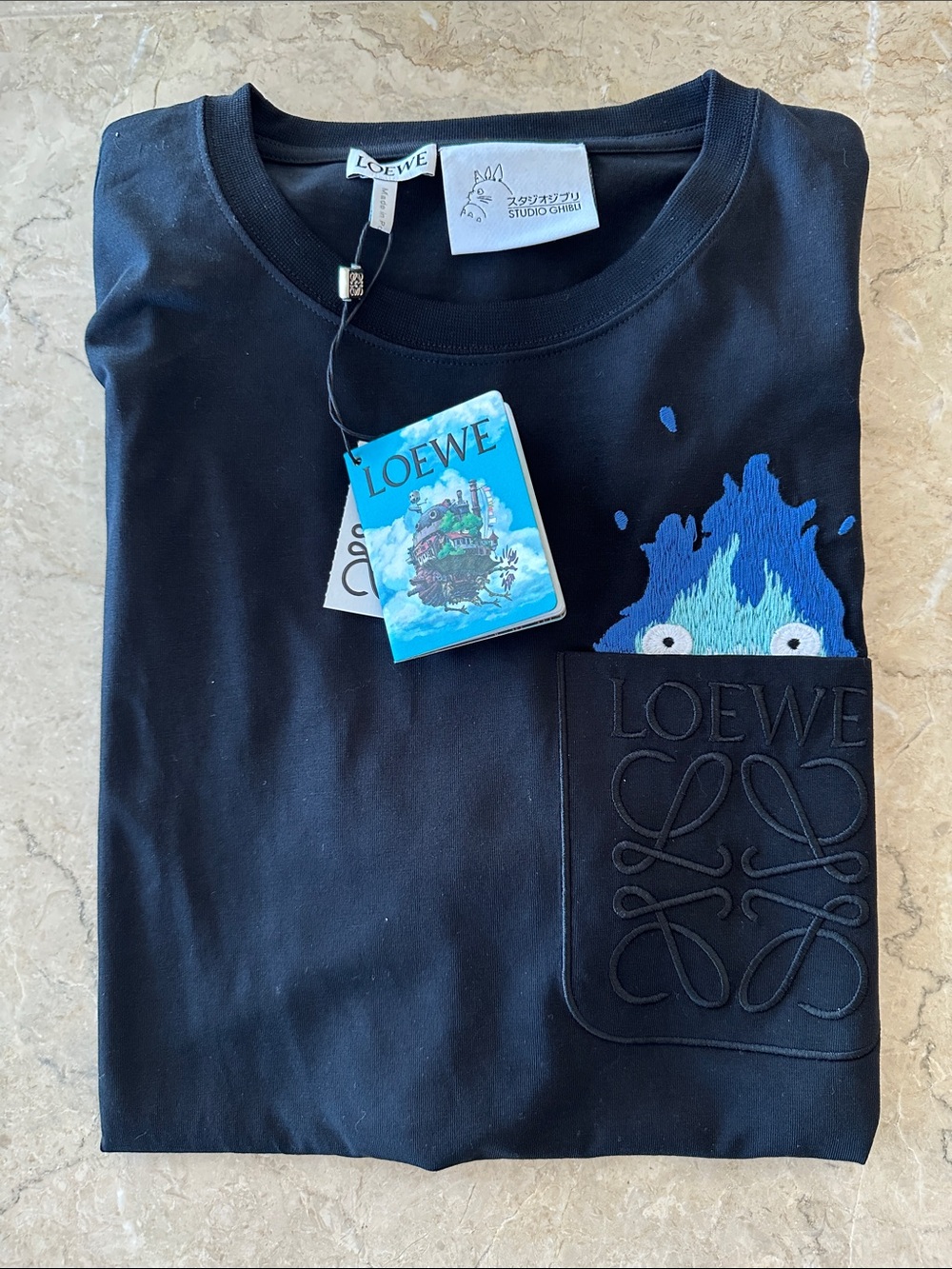 Loewe Unisex Black Ghibli Howl’s Moving Castle Pocket T-Shirt in XS